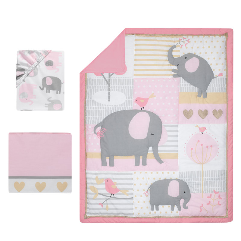 Pink Elephant Baby Crib fahre Bedding